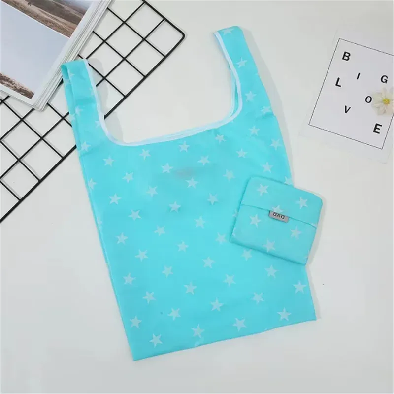 sac de shopping vert pliable imprimé à la mode, fourre-tout, pochette pliante, sacs à main pratiques, sacs de rangement de grande capacité