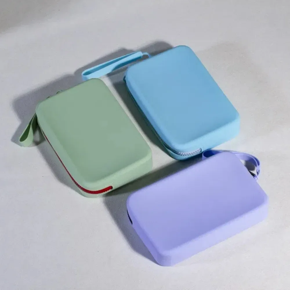 sac de rangement cosmétique portable de grande capacité avec fermeture éclair, sacs de rangement en silicone, carré étanche extérieur, poudres de maquillage