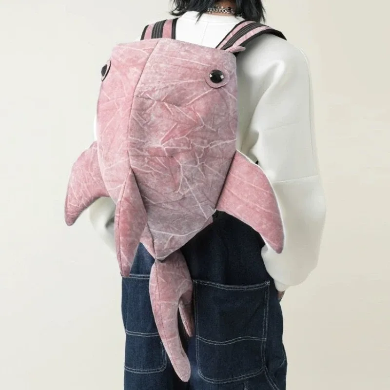 y2k – sac à dos drôle en forme de requin baleine, sac de voyage durable de grande capacité pour femmes et hommes, mignon sac à dos de dessin animé en plein air, cartable d'étudiant