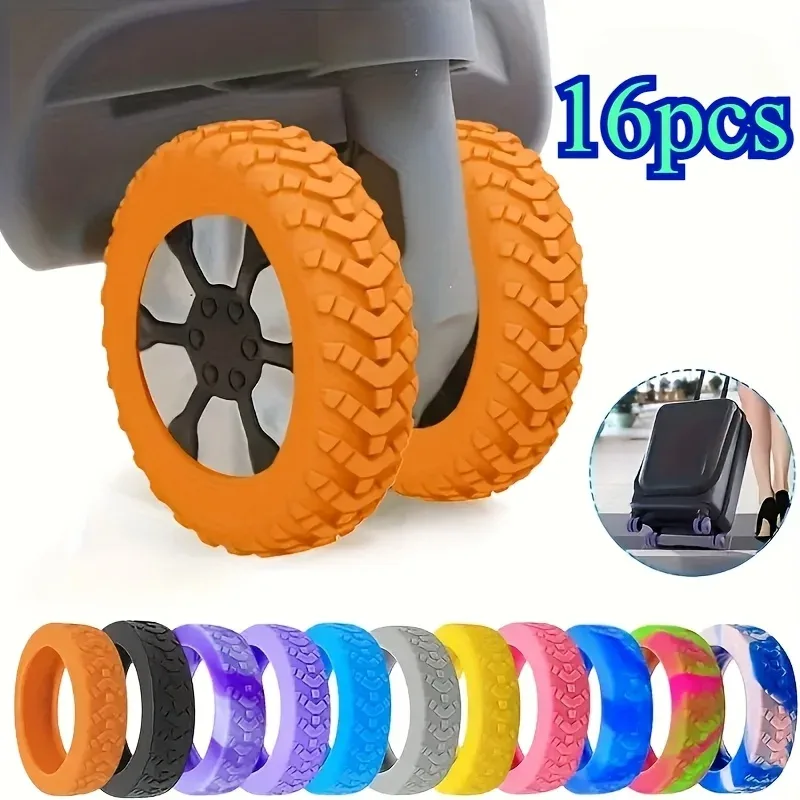 housses de roues de bagages en silicone, 16 pièces, protection de roulettes de valise à réduction de bruit et d'absorption des chocs, pour chaises de bureau