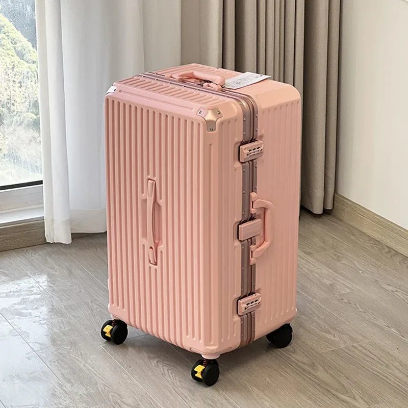 valise de grande capacité de 36 pouces avec porte-gobelet, valise à roulettes épaissie pour homme, valise de voyage à cadre en aluminium de 28 pouces pour femme
