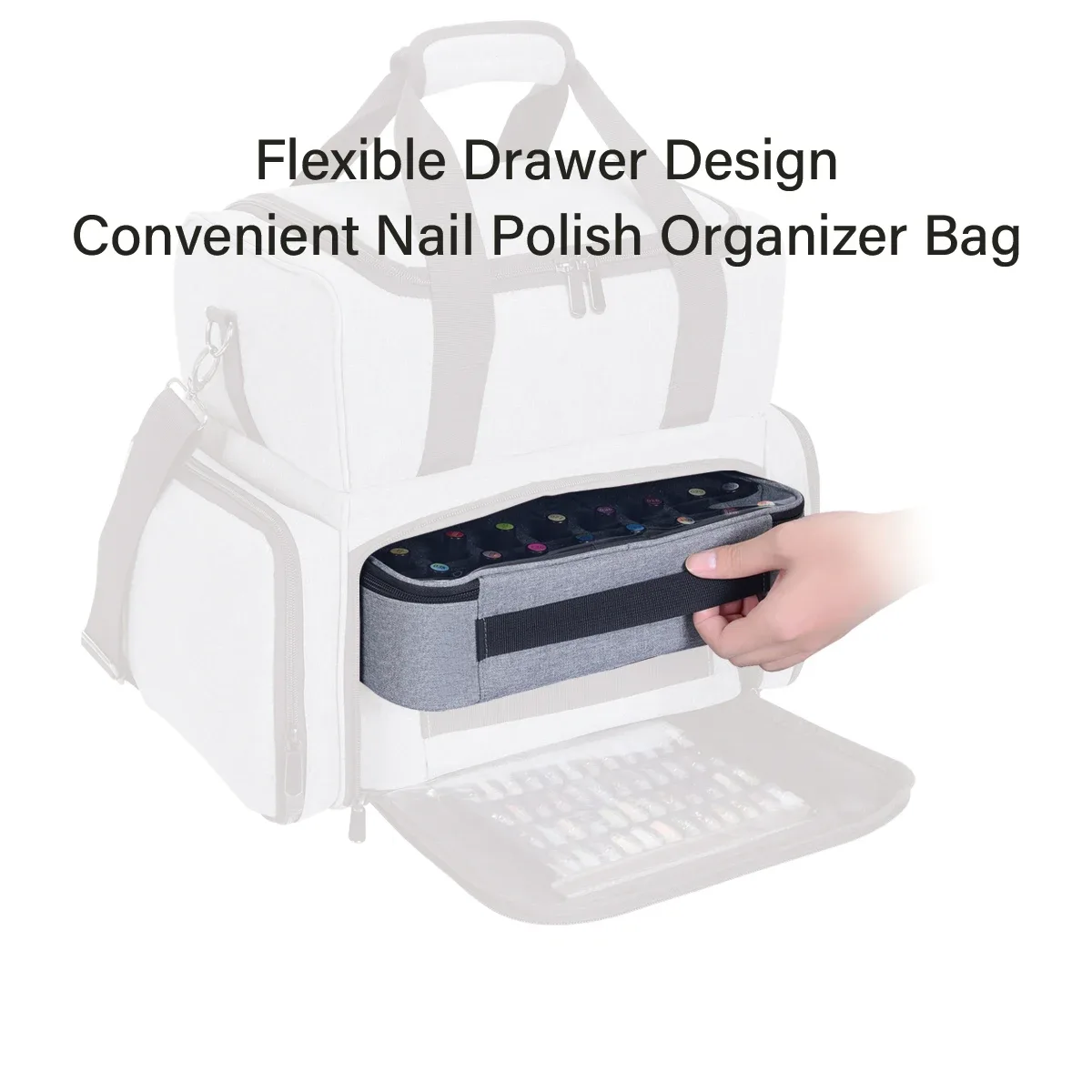 sac de rangement pour vernis à ongles, 40 bouteilles, grand sac à cosmétiques portable multicolore, peut contenir jusqu'à 40 bouteilles (15 ml), perceuse à ongles
