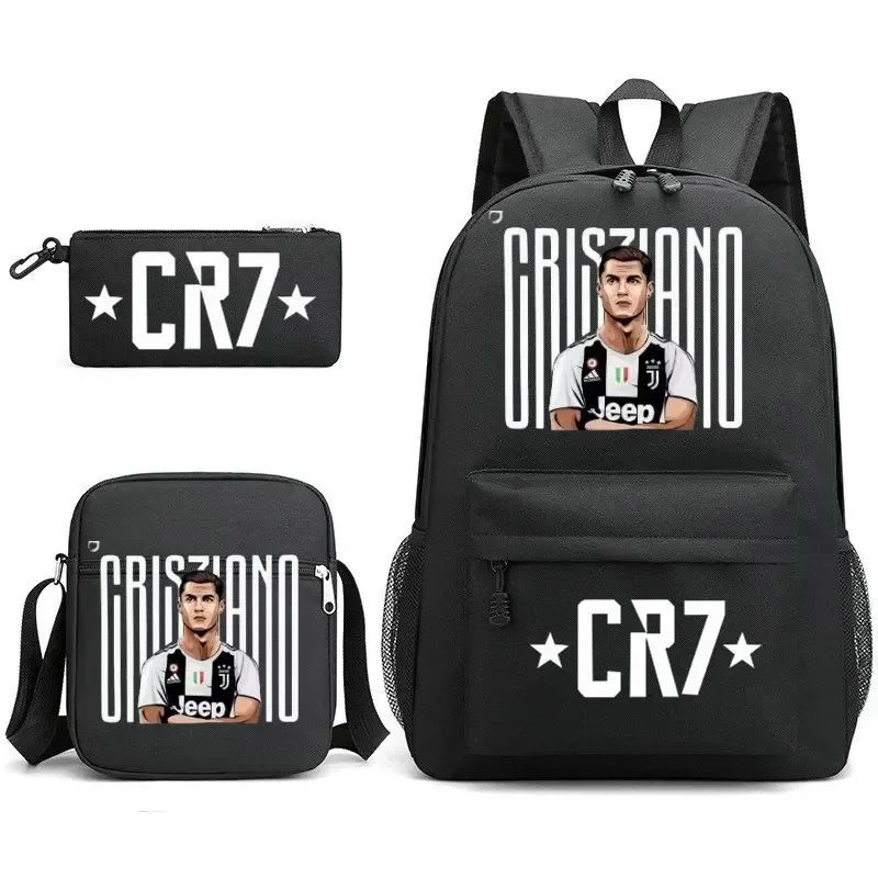 sacs d'école de cosplay football cr7, sac à dos pour ordinateur portable, pour adolescents garçons et filles, 3 pièces/ensemble