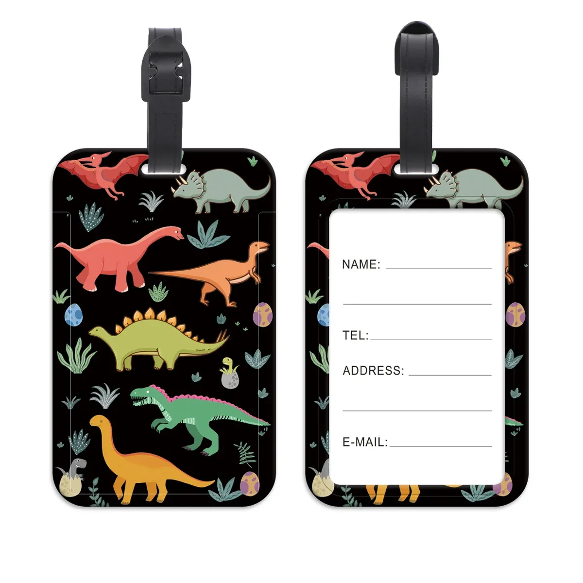 étiquette de bagage en plastique chats mignons, valise dinosaure, sac à dos, liste anti-perte, porte-carte d'identité, accessoires de bagages à la mode, cadeaux