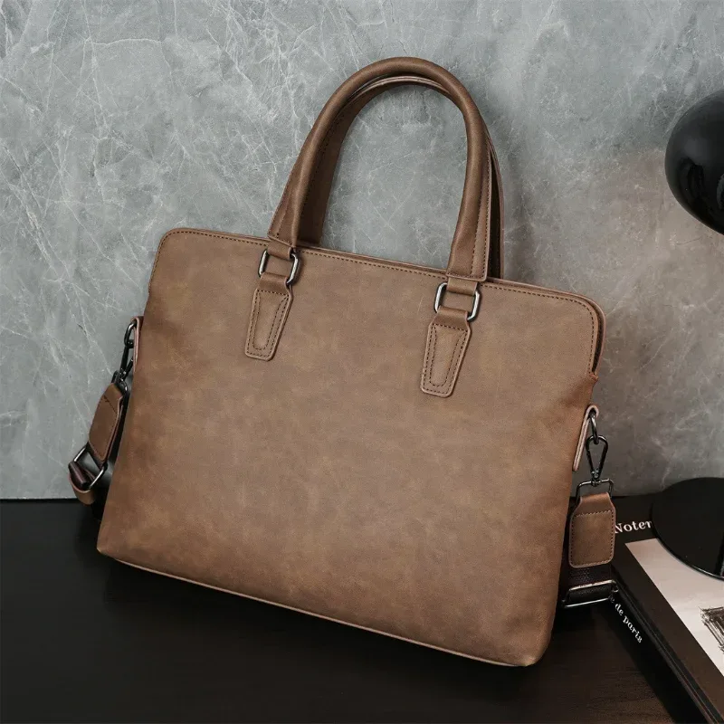 Sacs à main vintage pour hommes, sacoche d'affaires pour ordinateur portable, sac à bandoulière tendance avec poignée supérieure et sacs bandoulière