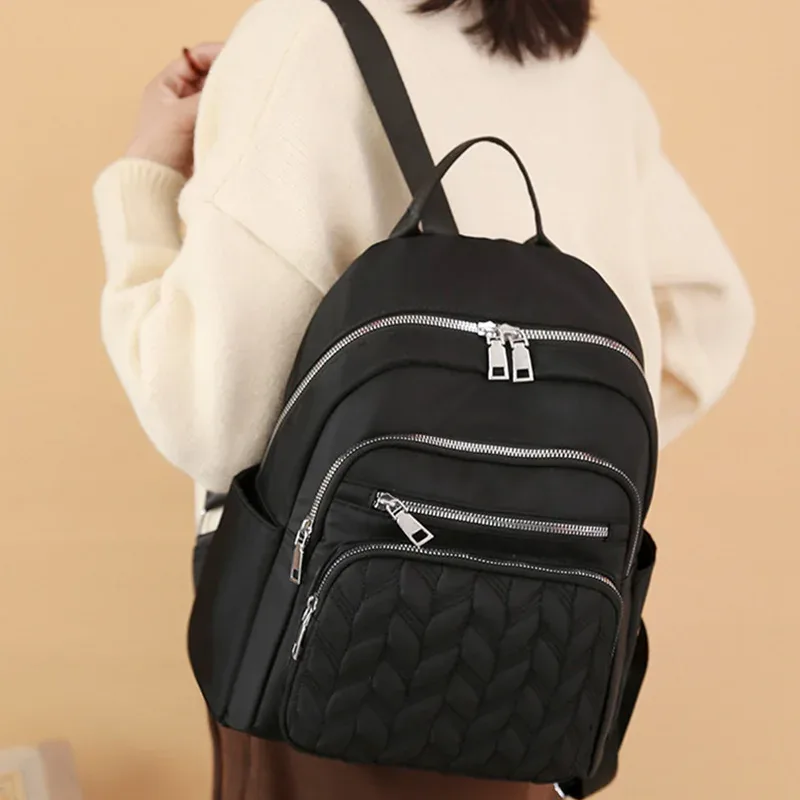 sac à dos en nylon gaufré polyvalent pour tous les jours, option multicolore tendance, grand espace de rangement pour les activités quotidiennes en plein air des femmes