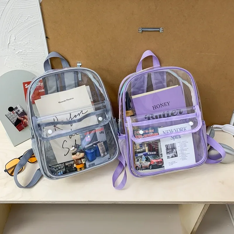 nouveaux sacs à dos transparents exquis et tendance 2026 en pu imperméable et durable pour les trajets quotidiens – sacs à dos polyvalents pour étudiants