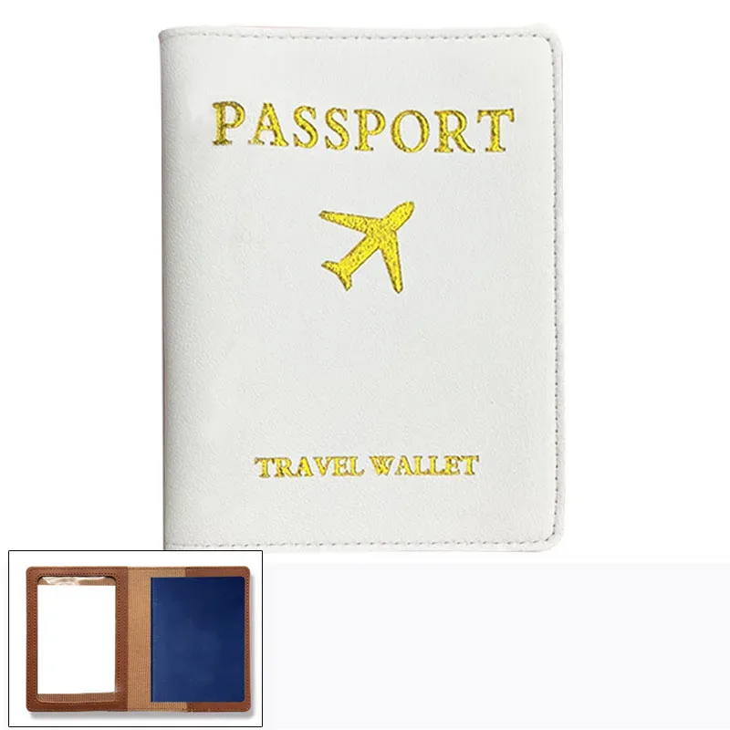 porte-passeport en cuir pu pour femmes et hommes, clip multifonctionnel pour billet d'avion, portefeuille et étui pour carte d'identité, 1pc
