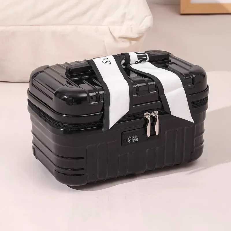 trousse cosmétiques abs noire blanche solides polyvalentes femmes voyage compression poignée confortable grande capacité séparation sèche humide organisée