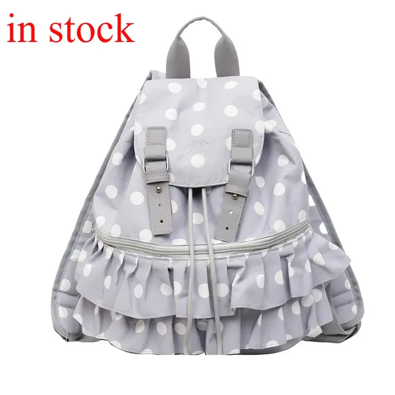volants épissés mochilas mujer imprimé à pois mochila haute capacité sac vacances voyage sac à dos nouveaux sacs en toile pour femme