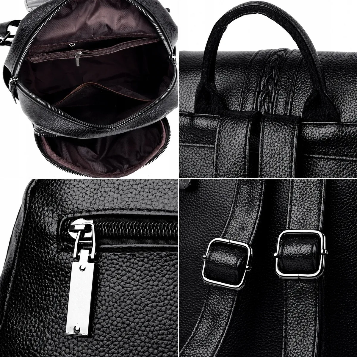 sac à dos et sac à main 2-en-1 en éco-cuir pour femme avec pompon – sac fourre-tout léger et spacieux, format a4, bretelles réglables, accessoires argentés pour le travail et les voyages