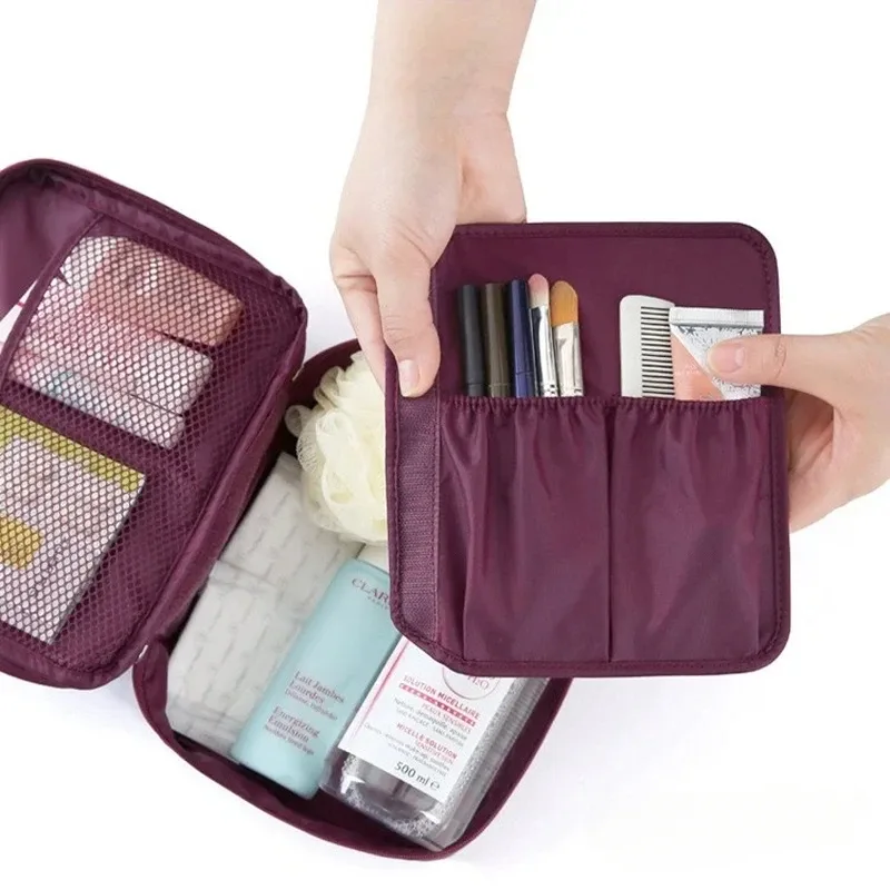 trousse de maquillage de voyage portable, étanche, multi-compartiments, multifonctionnelle, organisateur de toilette pour femmes et filles