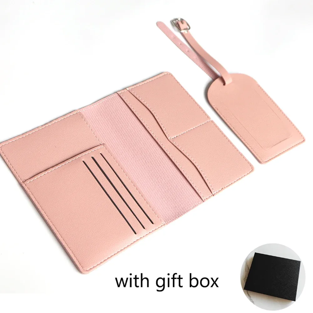 porte-passeport avec initiales personnalisées, ensemble d'étiquettes de valise de luxe, nom personnalisé, logo, cadeau, ensemble d'accessoires de voyage légers avec boîte