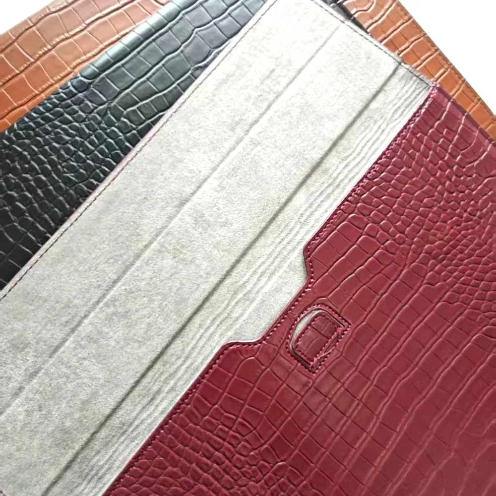 étui pour ordinateur portable en cuir pu effet crocodile personnalisé avec logo gravé, pour hommes et femmes, 13, 14, 15 pouces, compatible air pro, avec support intégré