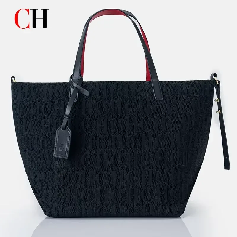 sac fourre-tout ch de marque, sac tissé volanté, style vintage, couleur unie, grande capacité, multifonctionnel, nouvelle collection 2026 pour femme