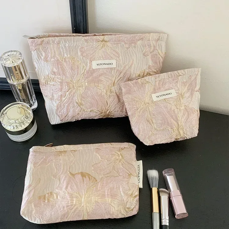 l/m/s relief jacquard sacs de maquillage femmes sac cosmétique femme pochette trousse de toilette pochette de maquillage voyage organisateur cosmétique