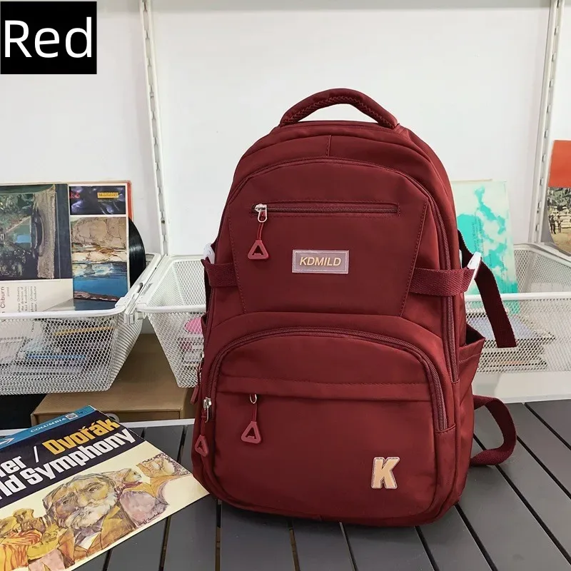 sac à dos en nylon imperméable pour filles, cartable de grande capacité, sacs à dos pour ordinateur portable pour documents solides, sac initié aux voyages en plein air, mode simple