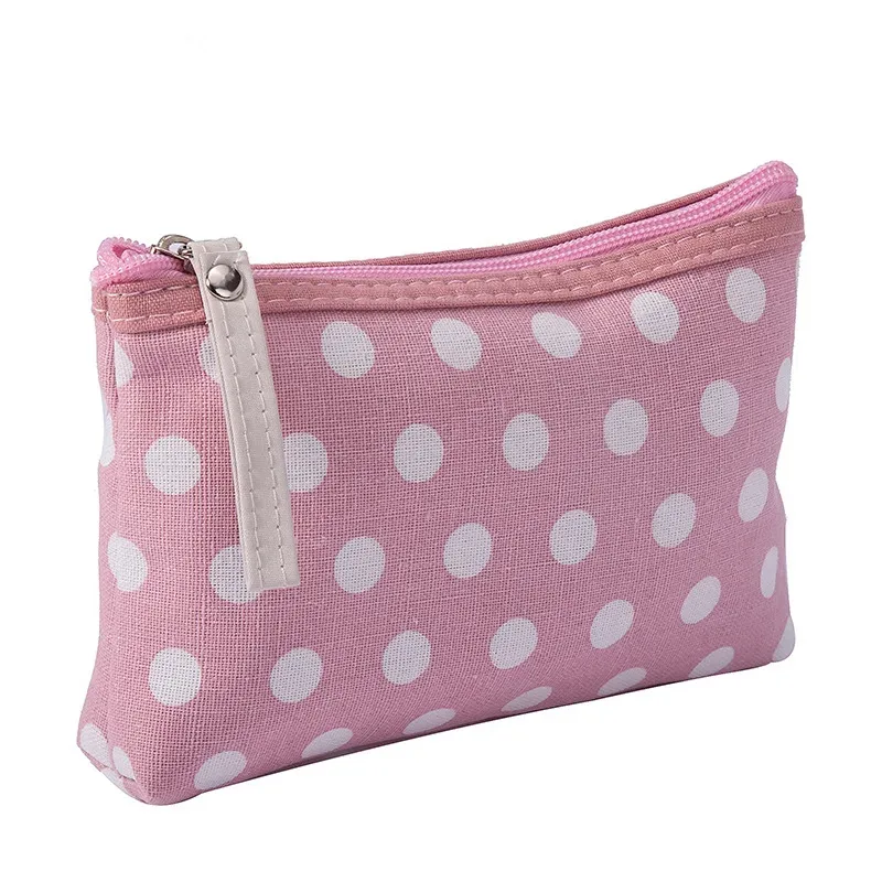 sac de maquillage en toile imprimé de points, sacs à cosmétiques pour femmes, trousse de toilette, organisateur de téléphone, pochette pour clé de téléphone, porte-monnaie, sac à cosmétiques de voyage