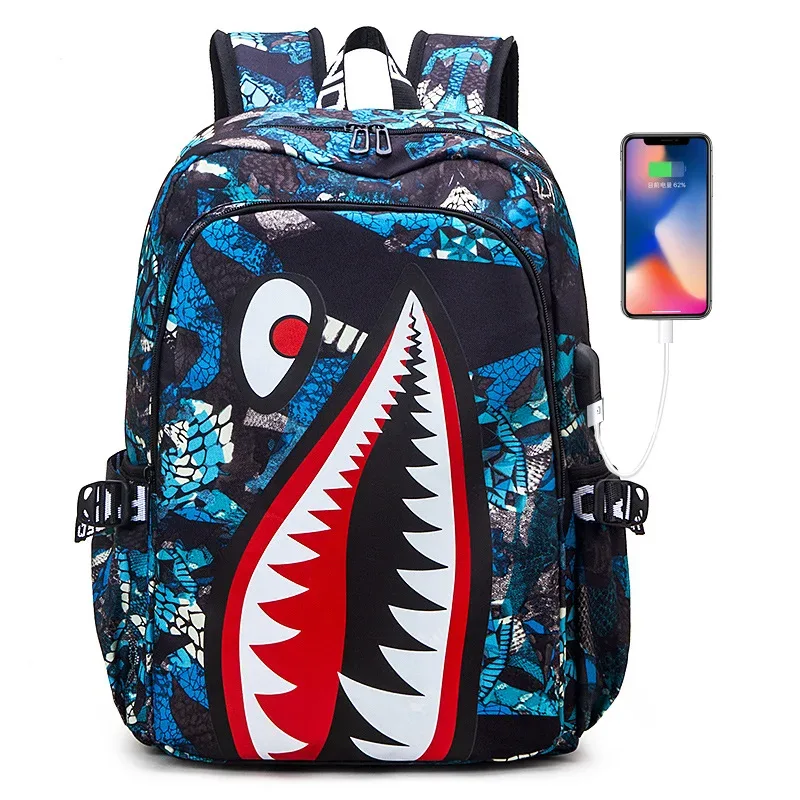 cartable primaire avec imprimé requin de dessin animé, sac à dos de voyage, cartable pour étudiant d'école primaire, mochila bettalk l