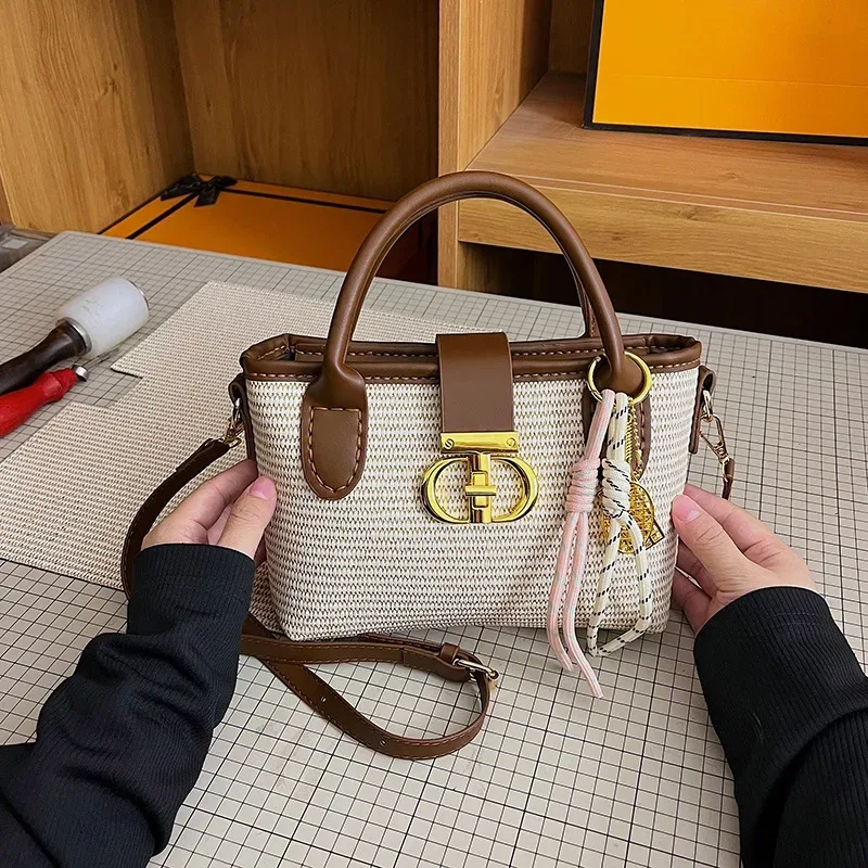 sac fourre-tout fait à la main, sac à main à bandoulière, accessoire artisanal en cuir, ensemble de matériel semi-fini cousu à la main, bricolage