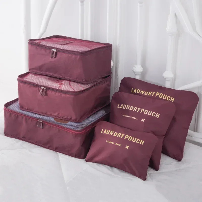 sac de rangement de voyage pour vêtements, ensemble de 6 pièces, pour garde-robe, valise en poudre, étui pour chaussures, cube d'emballage
