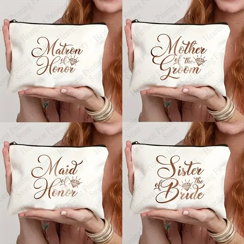 trousse de maquillage de mariée de mariage, sacs à cosmétiques pour enterrement de vie de jeune fille, pochette de rangement de fête, cadeaux de toilette de demoiselle d'honneur, meilleur cadeau pour les mariées