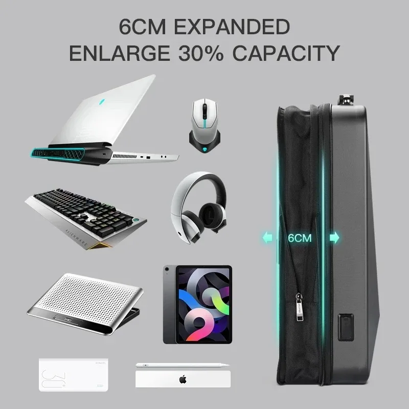 sac dos pc noir argent extensible antivol cadre interne normcore minimaliste polyester usb charge étanche informatique transport courbe physiologie