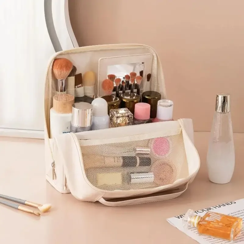 grande trousse de toilette imperméable à grande capacité pour femmes, organiseur de maquillage de voyage