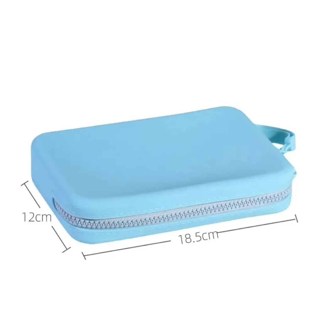 sac de rangement cosmétique portable de grande capacité avec fermeture éclair, sacs de rangement en silicone, carré étanche extérieur, poudres de maquillage