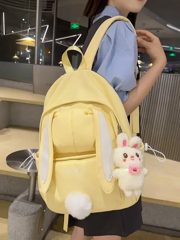 sac à dos pour filles, version coréenne, harajuku, pour lycéennes, style japonais, mignon, avec oreilles de lapin, sac à dos polyvalent pour le campus