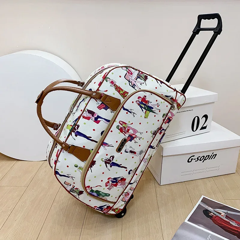 valise de voyage de grande capacité pour femmes, sacs à roulettes, oxford, bagages roulants étanche, sac de voyage avec roulettes