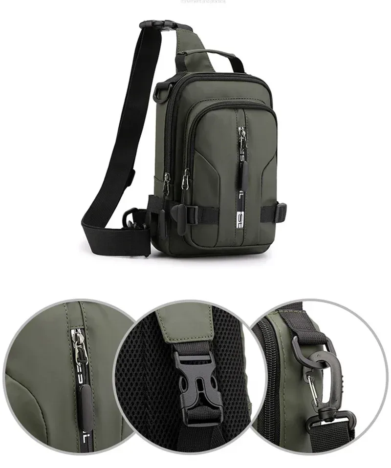 hommes mini sac à dos fronde bandoulière sac à bandoulière sac à dos avec port de chargement usb voyage nylon mâle côté messager poitrine sac pack