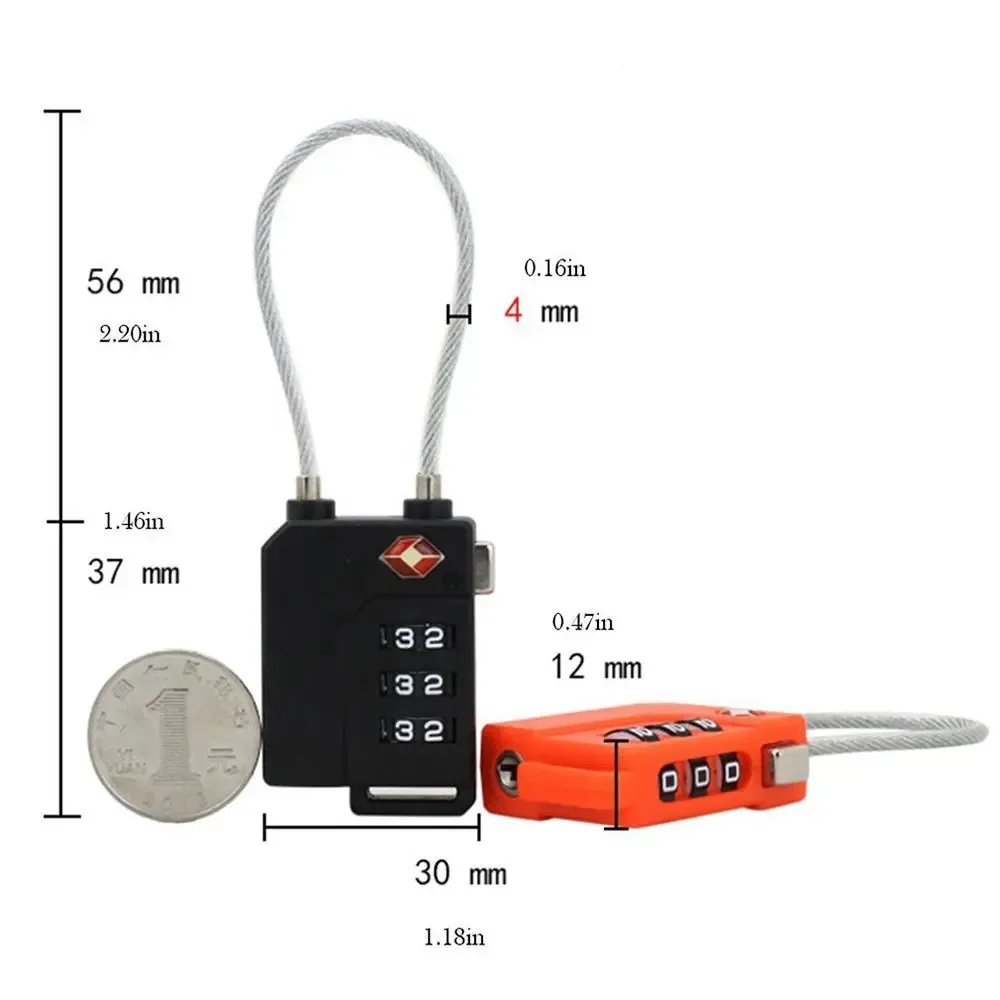 cadenas combiné serrure tsa métallique noire blanche logo rouge chiffres rotatifs poignée voyage sécurité valises bagages