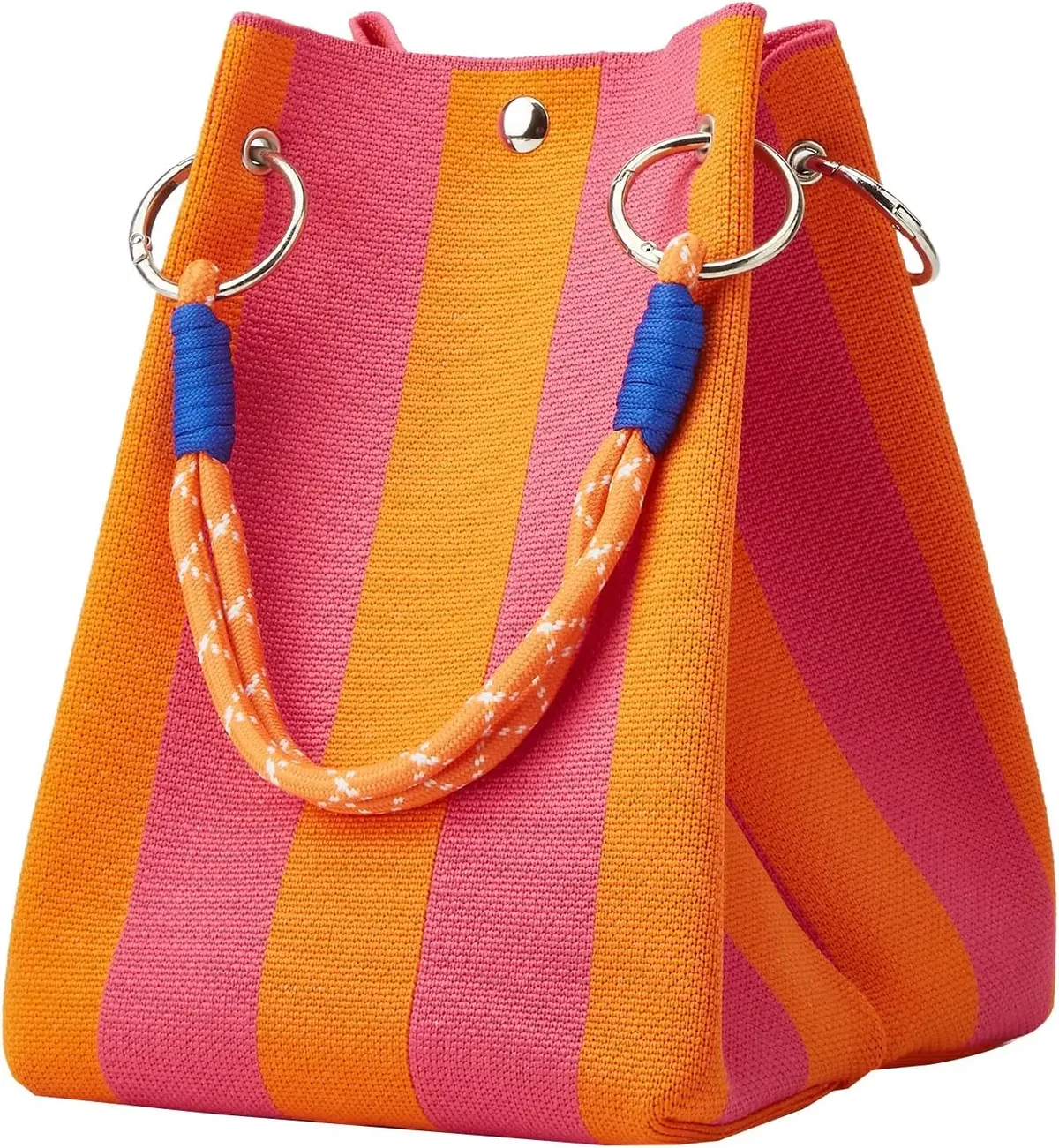 mini sac fourre-tout en tricot style coréen pour femme, sac à main en crochet rayé, sac à bandoulière léger pour l'été, pour les vacances