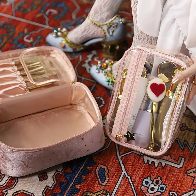 sac de maquillage portable pour femmes, organiseur de cosmétiques de grande capacité, sac de rangement pour produits de soin de la peau, trousse de toilette pour les voyages et les déplacements professionnels