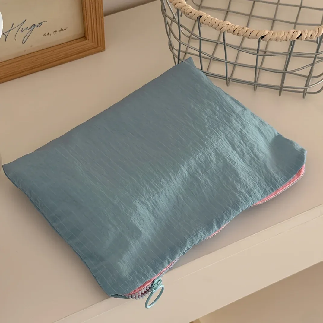 pochette de maquillage en nylon à carreaux, élégante et portable, organiseur extérieur pour câbles, articles divers, pochette de rangement cosmétique