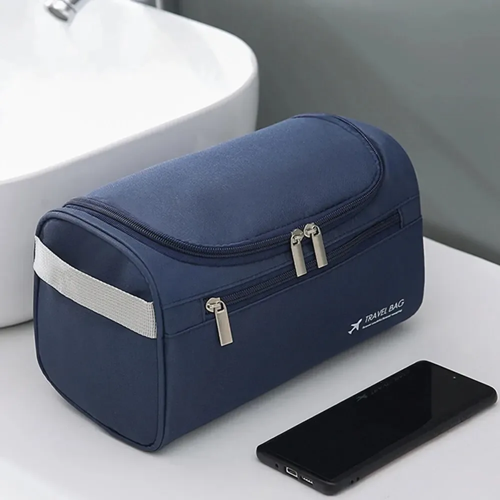 sac de rangement étanche pour cosmétiques pour hommes et femmes, nylon haute capacité, trousse de toilette de voyage, fermeture éclair, poudres lavantes de maquillage, 1pc