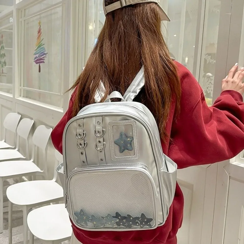 sac à dos transparent mignon en pu, sac à bandoulière y2k, sac ita lolita pour affichage diy, usage quotidien