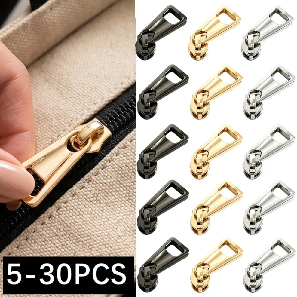 5/30pcs 5 # têtes de fermeture éclair pour fermetures éclair en nylon, vêtements, vestes, sacs à dos, kit de réparation, accessoire de couture