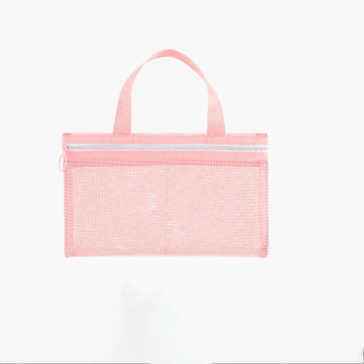 mini trousse de maquillage rose en maille multi-poches, sac de natation, sac de rangement de voyage portable, sac de bain portable, sac de plage, lot de 1