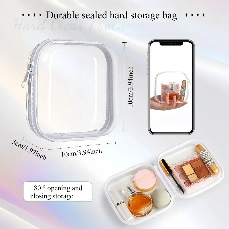 trousse toilette pvc transparente beige accessoires maquillage voyage organisation cosmétiques bijoux portable rectangulaire sécurisée zip double