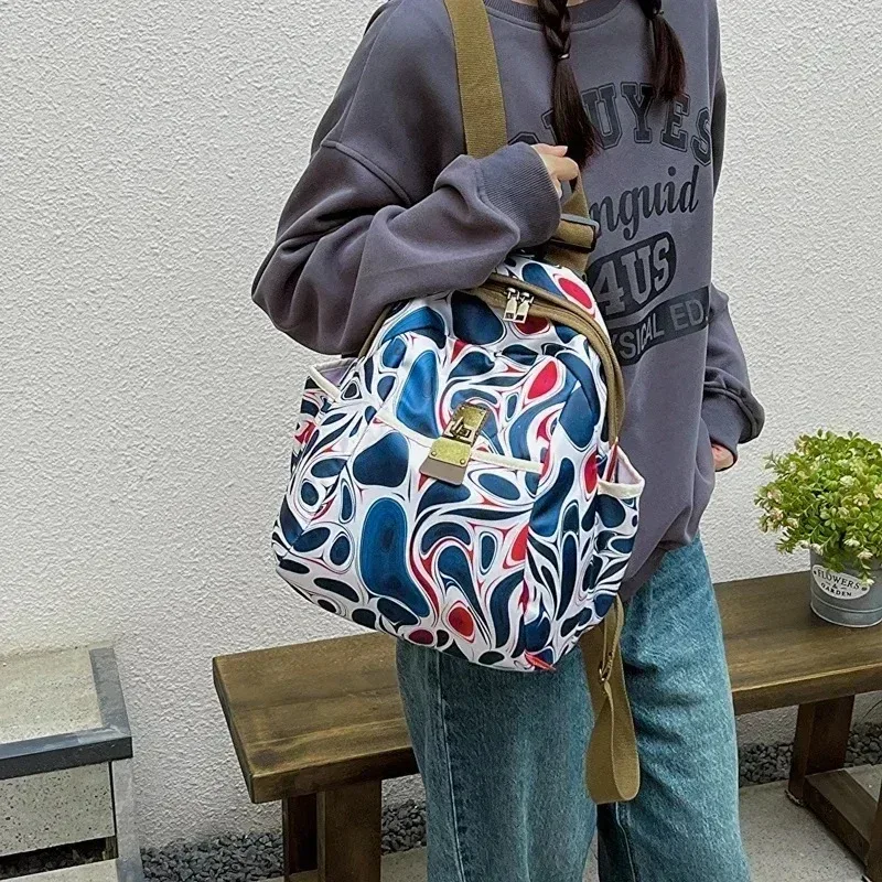 sac à dos polyvalent pour femmes, impression tendance, grande capacité, sac à dos décontracté en tissu oxford, nouveau cartable de voyage