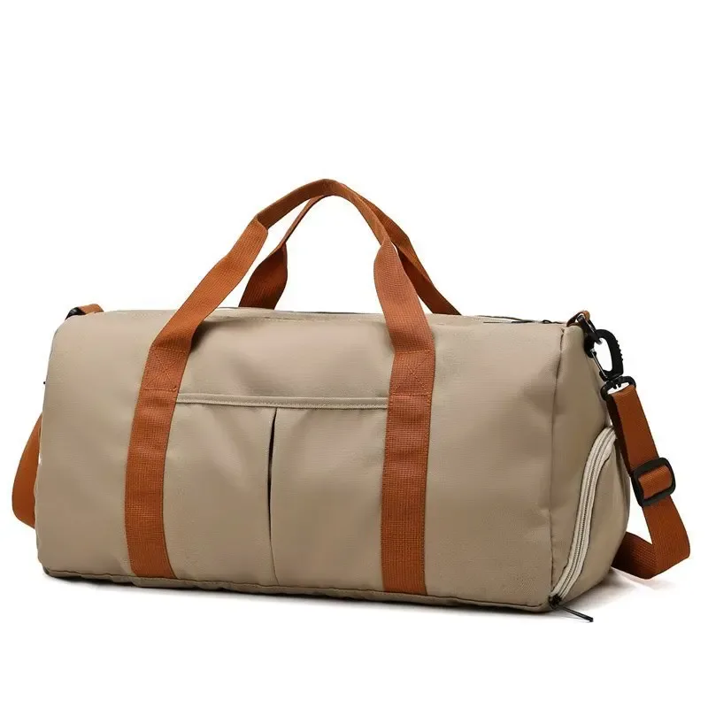 sac voyage polochon oxford khaki beige marron bandoulière poignées compartiments chaussures vêtements humides secs résistant eau transport