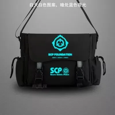 scp sécurisé conta sac de messager décontracté anime cosplay étudiant couverture lumineux sac à bandoulière pour hommes adolescents
