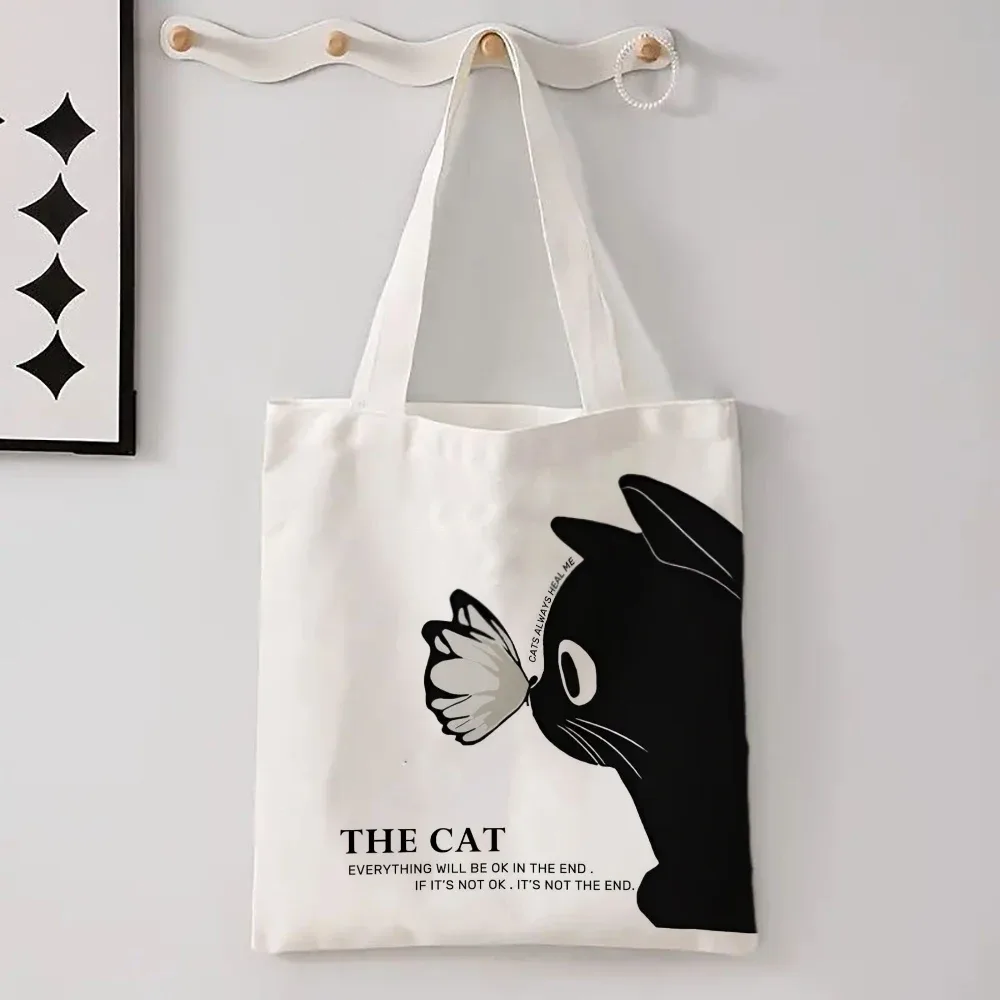 kawaii chic dessin animé animaux chat grande capacité sac fourre-tout papillon, panda élégant sac à bandoulière pour les femmes