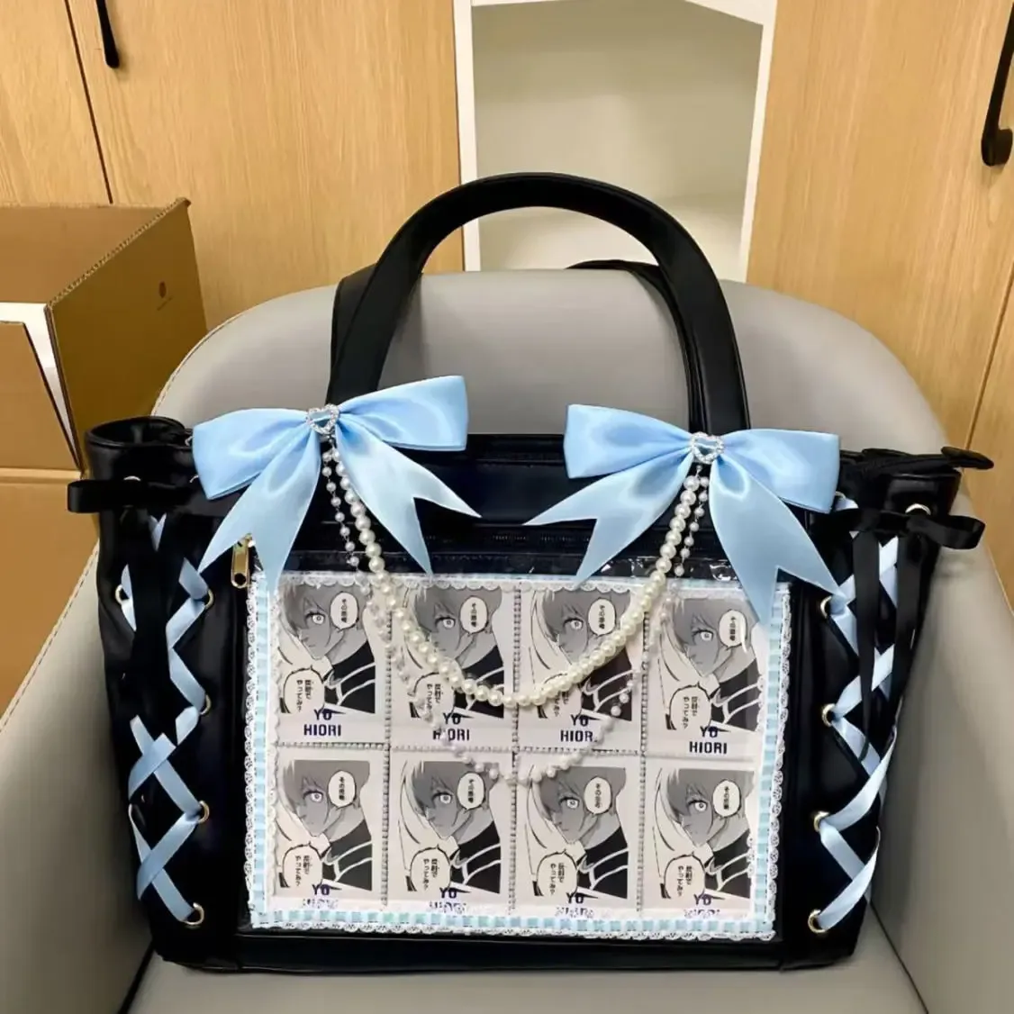 nouveau sac ita japonais mignon et élégant avec ruban, sacs à main transparents pour filles lolita, sacs fourre-tout tendance de grande capacité, sacs à bandoulière esthétiques
