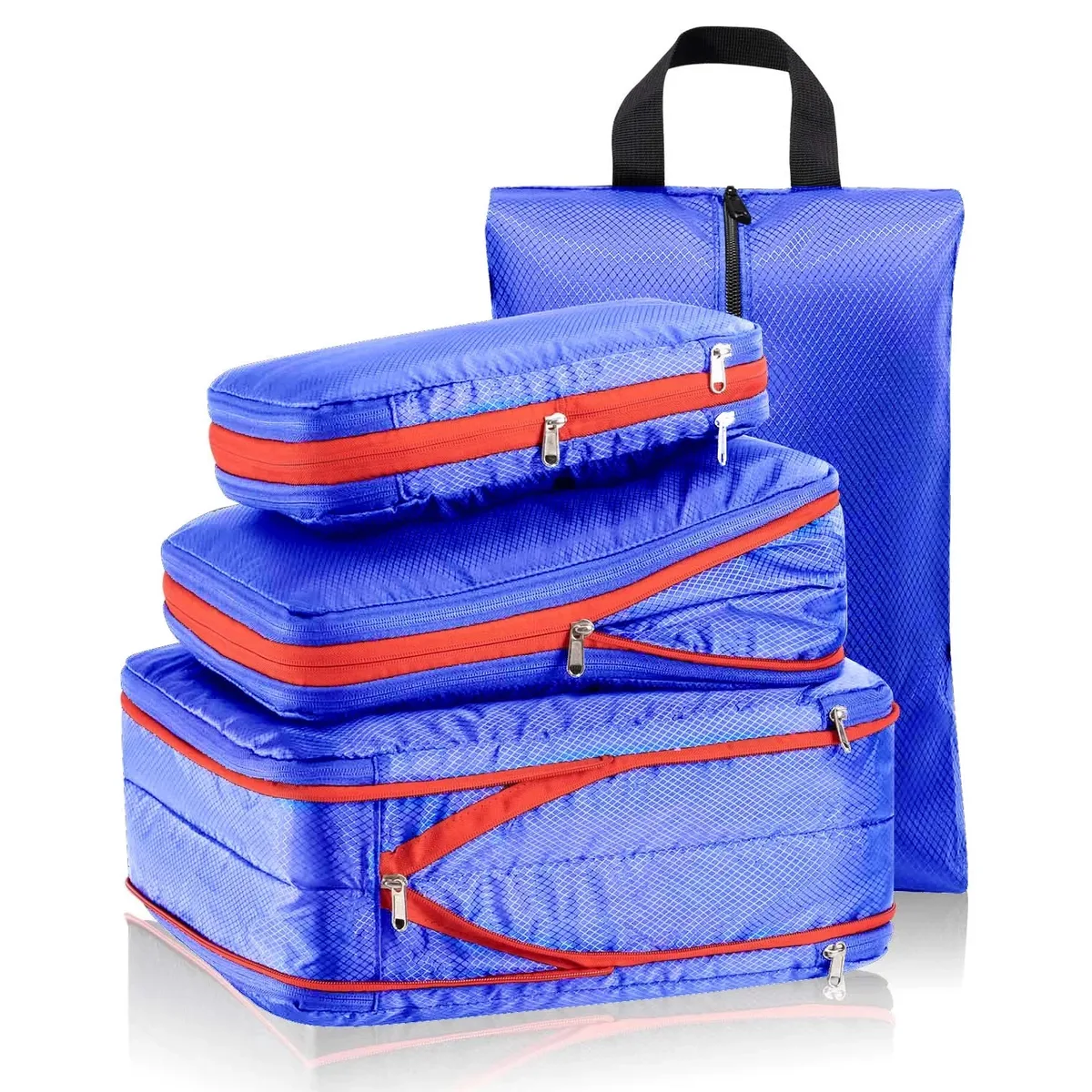 organisateur voyage compression double sacs rangement tissu noir bordure rouge polyvalent transport chaussures vêtements