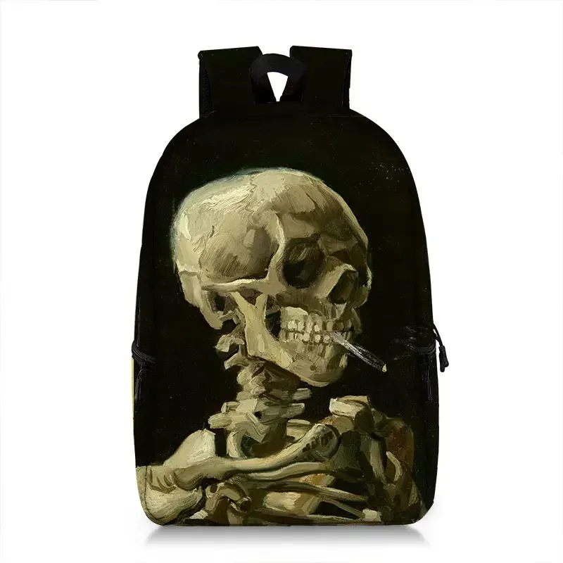 sac à dos peinture à l'huile de claude monet gustability klimt van gogh, cartable de nuit étoilée, baiser de tournesol, cartable de voyage pour femme