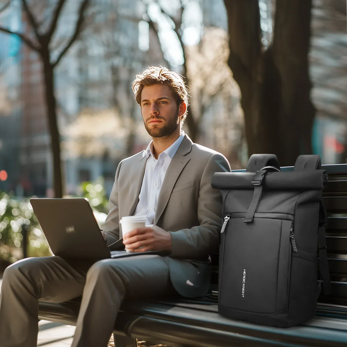 heroic knight – sac à dos de luxe pour hommes, sac d'école étanche pour ordinateur portable de 15.6 pouces, sac de travail antivol, sac de voyage polyvalent