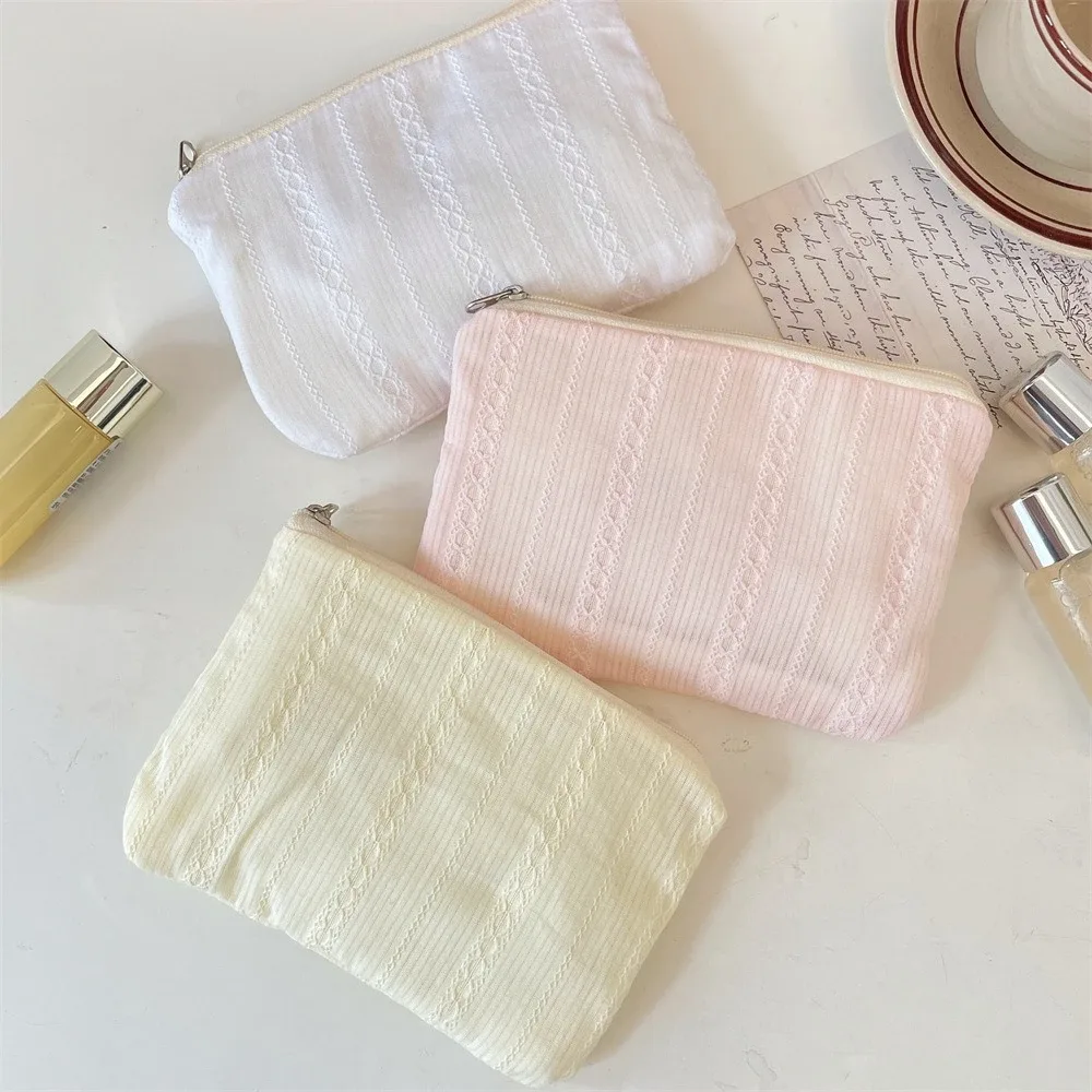 Nouvelle rayure Mini maquillage rouge à lèvres pochette de rangement porte-monnaie mignon femmes cosmétique organisateur sac serviettes hygiéniques sac de rangement
